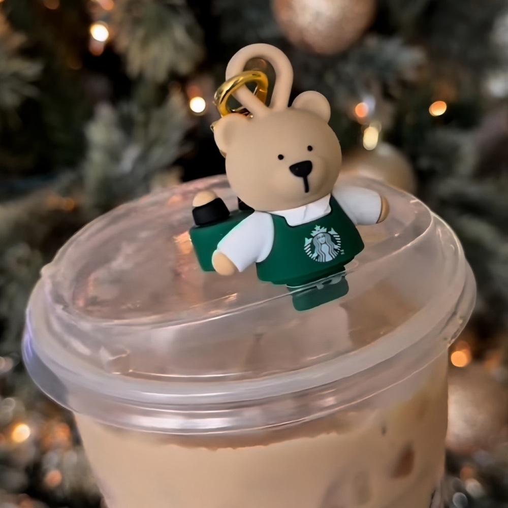Starbucks 2025 Bear Keychain Reusable‎ Hot Cup Lid Stopper - Barista NWT Rare - Picture 2 of 8